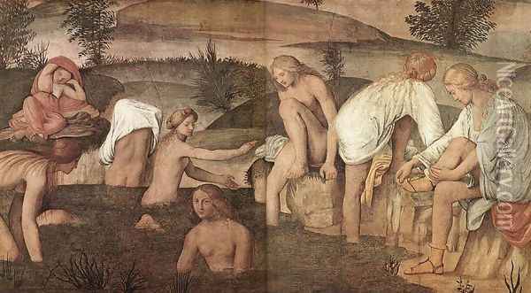 Girls Bathing 1520-23 Oil Painting - Bernardino Luini