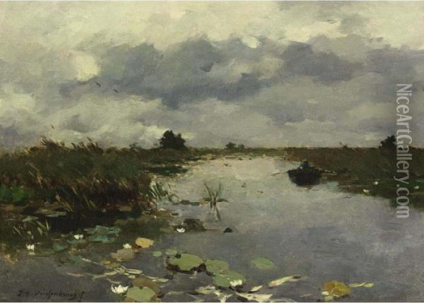 Polder Landscape Near Kortenhoef Oil Painting - Jan Hendrik Weissenbruch
