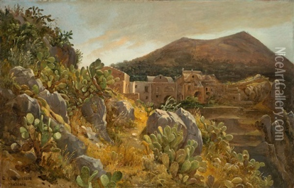 Hill With Opuntia Cacti, On The Island Of Capri Oil Painting - Carl Morgenstern