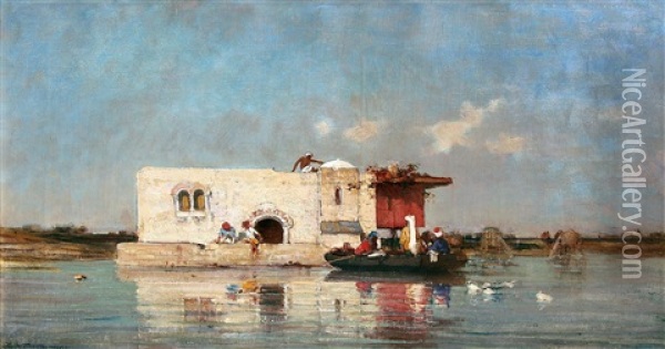 House In Turkey Oil Painting - Charles Emile de Tournemine