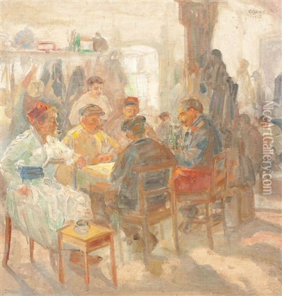 Ungarische Kneipenszene Oil Painting - Carl Friedrich Wilhelm Geist