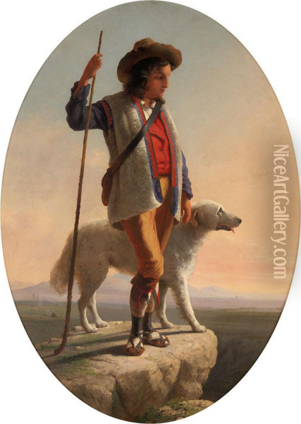 Shepherd Boy Of The Roman Campagna Oil Painting - John Gadsby Chapman