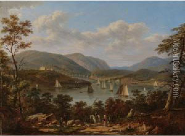 A View Of The Hudson From West Point Oil Painting - Victor DeGrailly