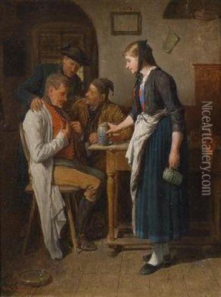 The New Waistcoat Oil Painting - Friedrich V. Malheim Friedlaender