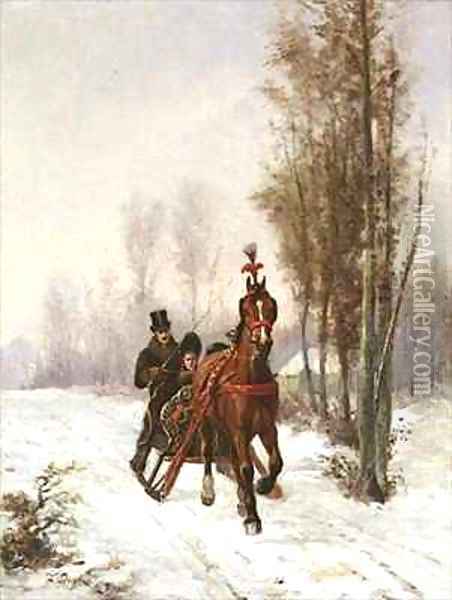 The Sledge Oil Painting - Francois Duyck