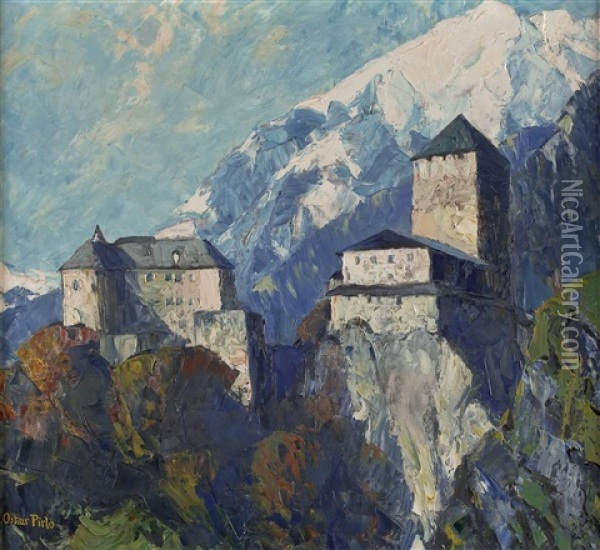 Schlos Tirol Bei Meran Oil Painting - Oskar Pirlo