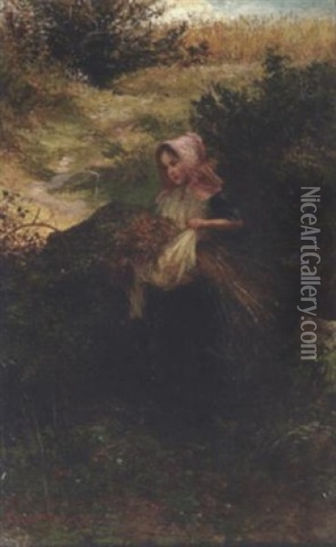 The Little Hay Girl Oil Painting - Charles James Lewis
