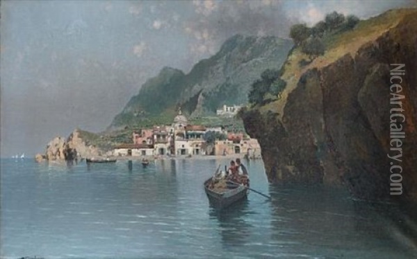 Marina Grande, Capri (+ Off The Capri Coast; Pair) Oil Painting - Salvatore Petruolo