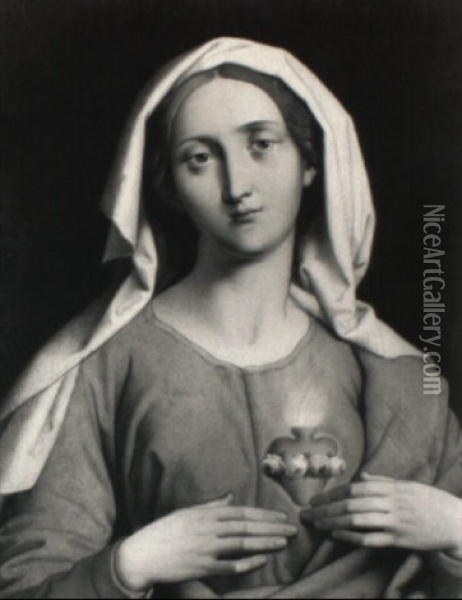 Schmerzensreiche Maria Mit Brennendem Herz Oil Painting - Pompeo Girolamo Batoni