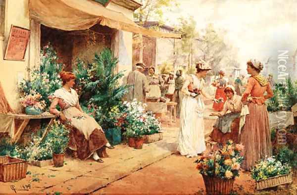 Parisienne flower market Oil Painting - Arthur Augustus II Glendening