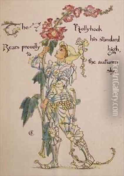 The Hollyhock from the Floras Feast Oil Painting - Walter Crane