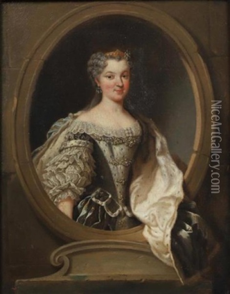 Portrait De Marie Leczinska Dans Un Oeil De Boeuf Oil Painting - Jean-Baptiste van Loo
