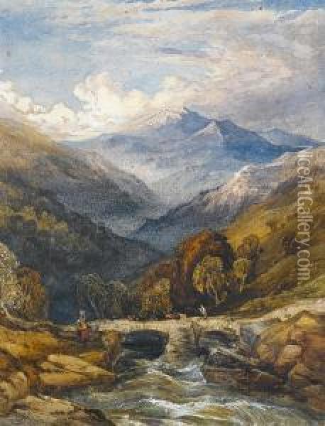 Vale Of Dolwyddelan, North Wales Oil Painting - Charles Bentley