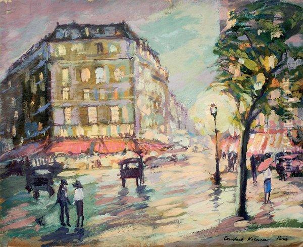 Boulevard Edgar Quinet Huile Sur Carton Oil Painting - Konstantin Alexeievitch Korovin