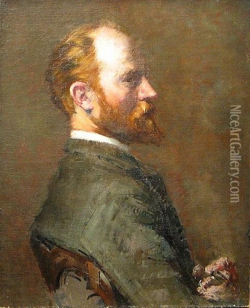 A Portrait Of A Gentleman In Profile Oil Painting - Henry Singlewood Bisbing
