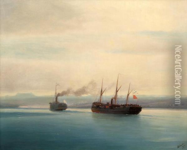 Capturing Of The Turkish Ship Mersina Oil Painting - Ivan Konstantinovich Aivazovsky