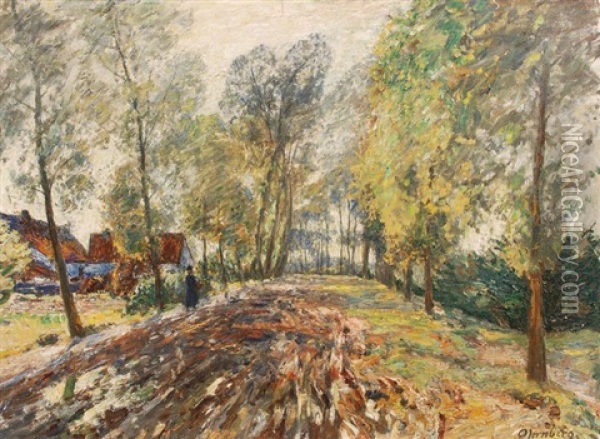 Pappelallee Oil Painting - Olof August Andreas Jernberg