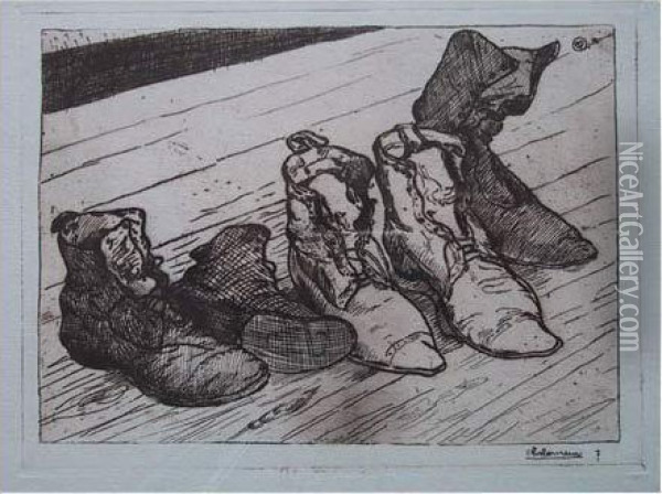 Les Souliers / The Shoes. 1898 Oil Painting - Jean Emile Laboureur