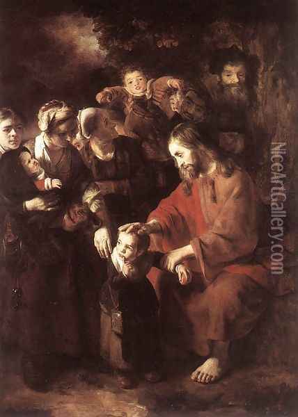 Christ Blessing the Children 1652-53 Oil Painting - Nicolaes Maes