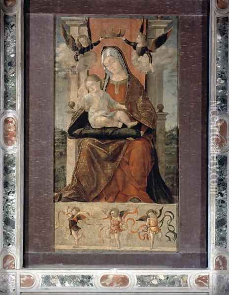 Virgin and Child Enthroned with Five Angels Oil Painting - Vittore Carpaccio