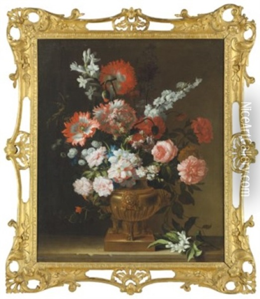 Flowers In An Urn Oil Painting - Pieter Casteels III
