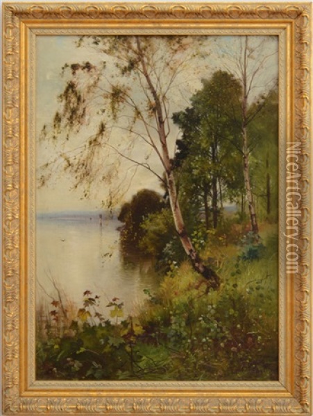 Landscape Amidst The Birches Oil Painting - Ernest Parton