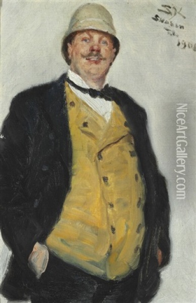 Portrait Of K. L. Gunnarsen The Master Builder Of Skagen Harbour Oil Painting - Peder Severin Kroyer