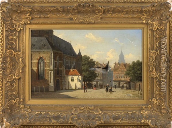 Dutch Street Scene Oil Painting - Frederik Roosdorp