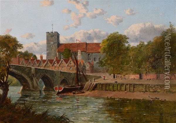 Aylesford, Kent, On The River Oil Painting - Edward H. Niemann