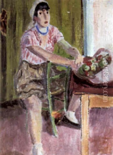 Junge Frau Mit Fruchtekorb Oil Painting - Otto Luessi