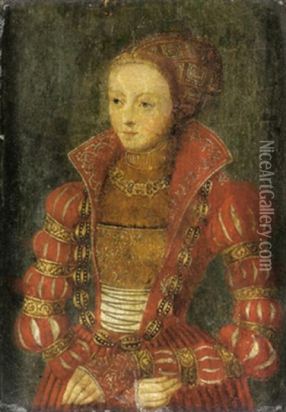 Angebliches Bildnis Der Prinzessin Elisabeth Von Sachsen Oil Painting - Lucas Cranach the Elder