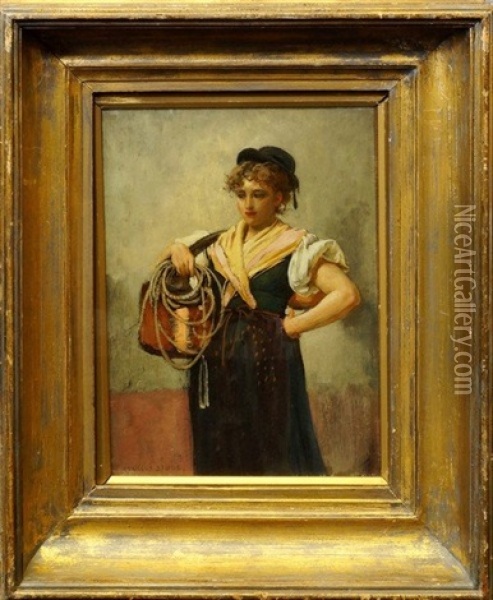 Portrait Of A Young Lady Oil Painting - Marcus Stone