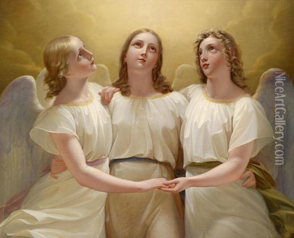 Three Guardianangels Oil Painting - Franz Kadlik