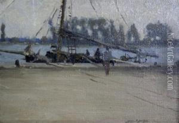Yacht On The Quay Oil Painting - James Paterson