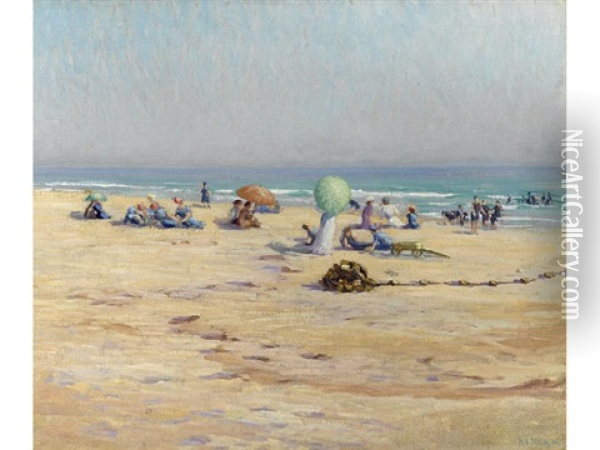A Day At The Beach Oil Painting - Harold Arthur Streater