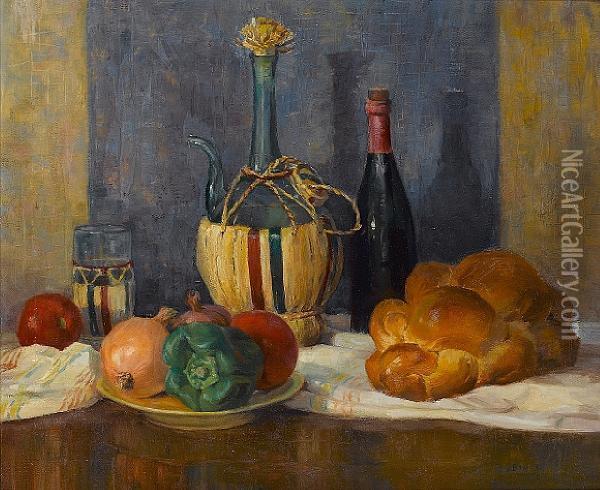 Still Life With French Bread Oil Painting - Osip Emmanuelovich Braz