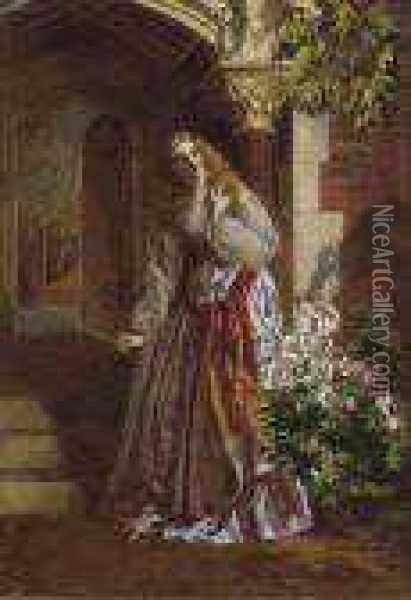 Awaiting Her Loves Return Oil Painting - William Maw Egley