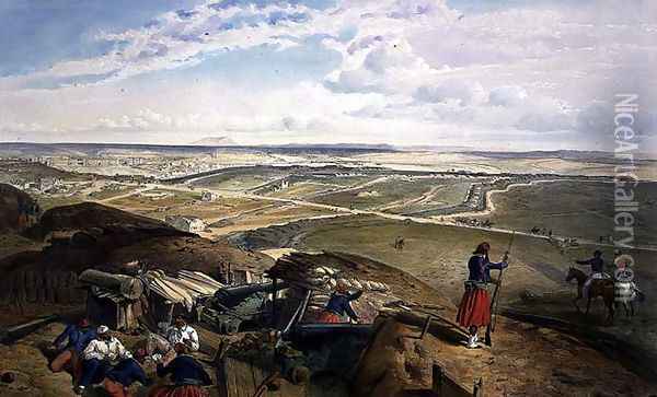Bastion du Mat, plate from The Seat of War in the East, pub. by Paul and Dominic Colnaghi and Co., 1856 Oil Painting - William Simpson