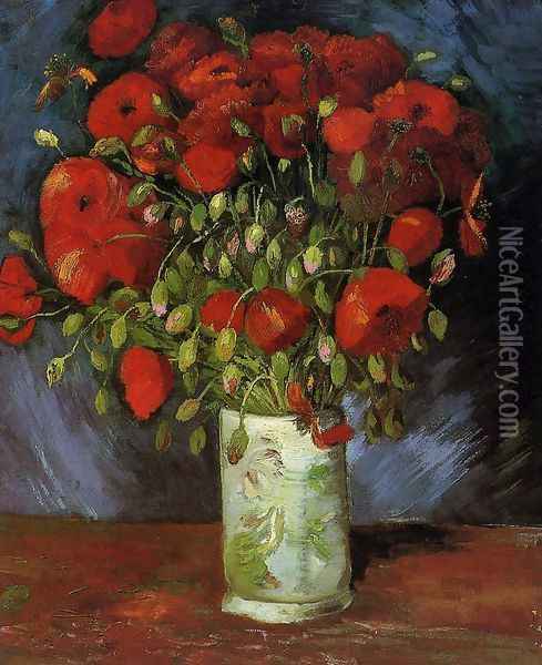 Vase With Red Poppies Oil Painting - Vincent Van Gogh