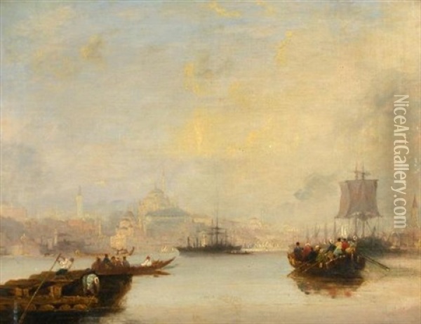 A View Of Istanbul From The Bosphorus Oil Painting - James Baker Pyne
