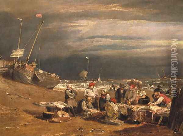 Fishmarket on the Beach Oil Painting - Joseph Mallord William Turner