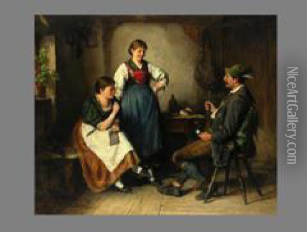Plauderstunde Oil Painting - Heinrich Hirt
