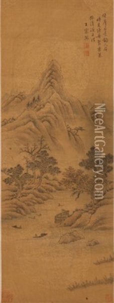 Wang Chen (1720-1797) - Ink And Color On Silk, Hanging-scroll Oil Painting -  Wang Chen