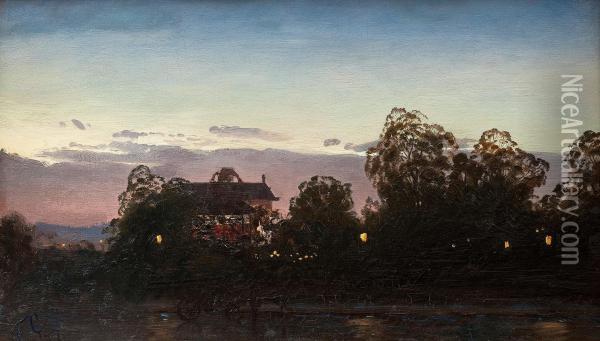 Evening View Oil Painting - Fanny Churberg
