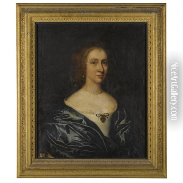 Portrait Of A Lady, Possibly Margaret Waller, Wife Of Sir William Courtenay, 1st Bt. (1628-1702) Oil Painting - John Hayls