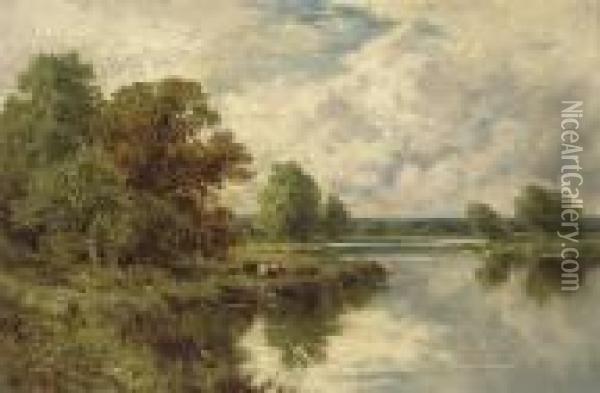On The Avon, Near Stratford-on-avon Oil Painting - Henry Hillier Parker