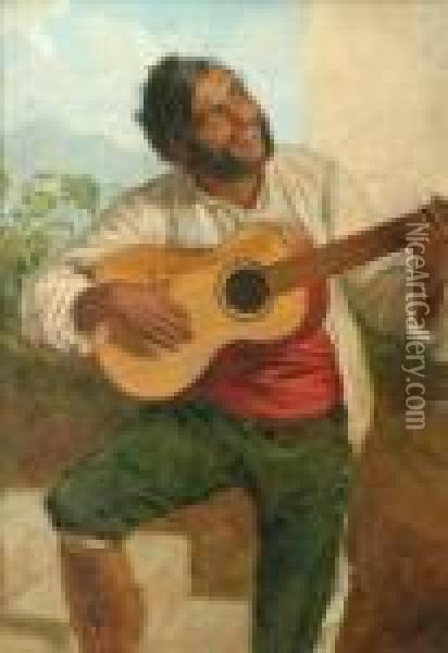 The Guitarplayer Oil Painting - John Bagnold Burgess