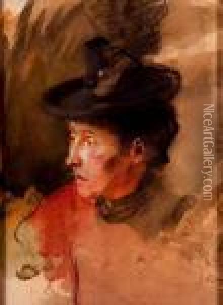 Femme Chapeautee Oil Painting - Emile Schneider
