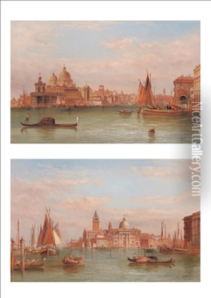 The Santa Maria Della Salute, Venice (+ San Giorgio Maggiore, Venice; Pair) Oil Painting - Alfred Pollentine