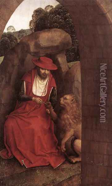 St Jerome and the Lion 1485-90 Oil Painting - Hans Memling
